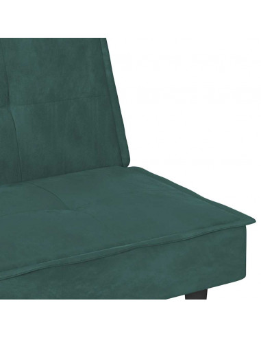 Divano Letto con Portabicchieri in Velluto Verde Scuro