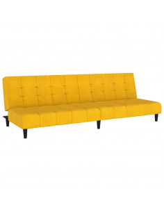 Divano Letto a 2 Posti Giallo in Velluto