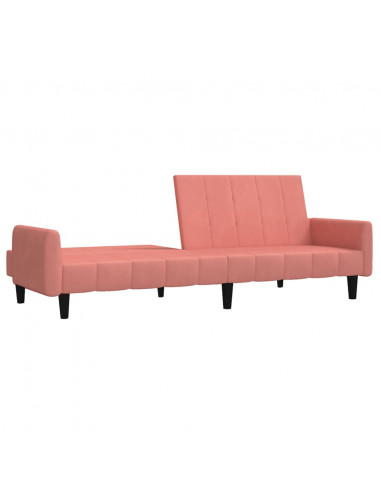 Divano Letto a 2 Posti Rosa in Velluto