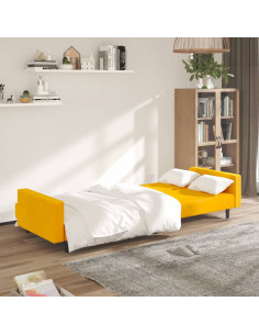 Divano Letto a 2 Posti Giallo in Velluto 2