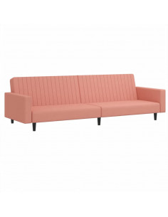 Divano Letto a 2 Posti Rosa in Velluto