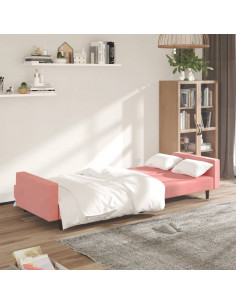 Divano Letto a 2 Posti Rosa in Velluto 2