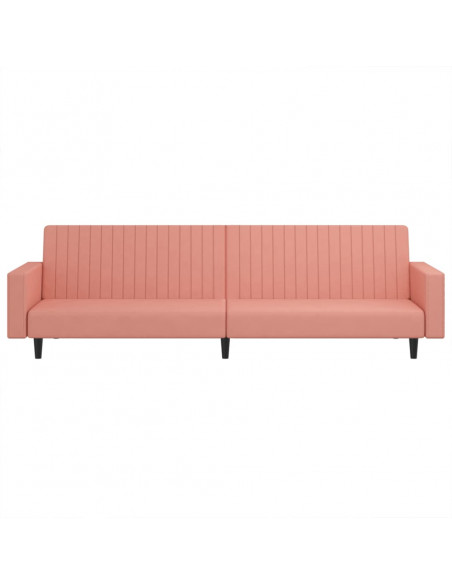 Divano Letto a 2 Posti Rosa in Velluto