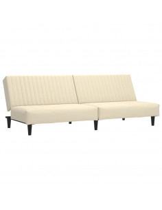 Divano Letto a 2 Posti Crema in Velluto