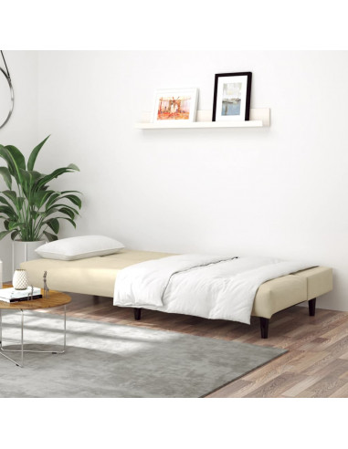 Divano Letto a 2 Posti Crema in Velluto