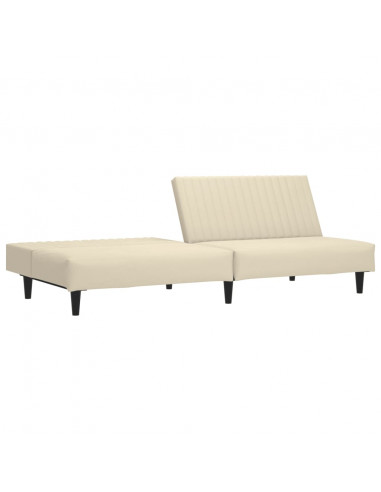 Divano Letto a 2 Posti Crema in Velluto