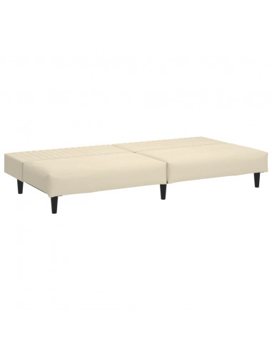 Divano Letto a 2 Posti Crema in Velluto