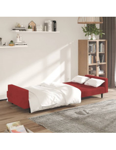 Divano Letto a 2 Posti Rosso Vino in Velluto 2