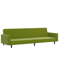 Divano Letto a 2 Posti Verde Chiaro in Velluto