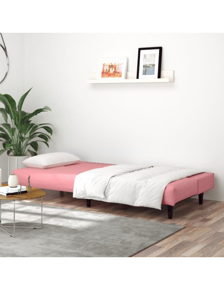 Divano Letto a 2 Posti Rosa in Velluto