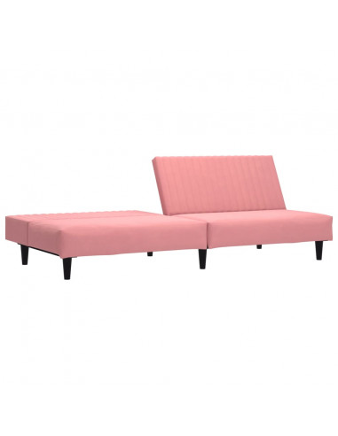 Divano Letto a 2 Posti Rosa in Velluto
