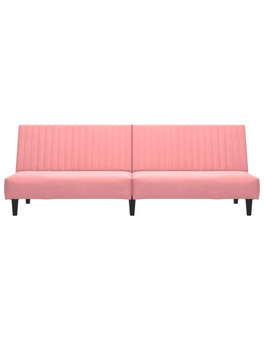 Divano Letto a 2 Posti Rosa in Velluto