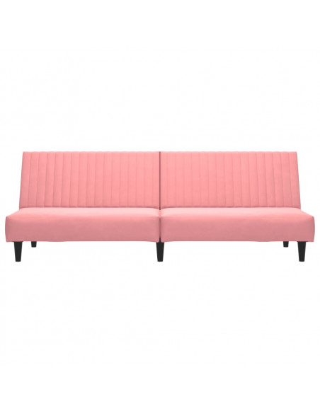 Divano Letto a 2 Posti Rosa in Velluto