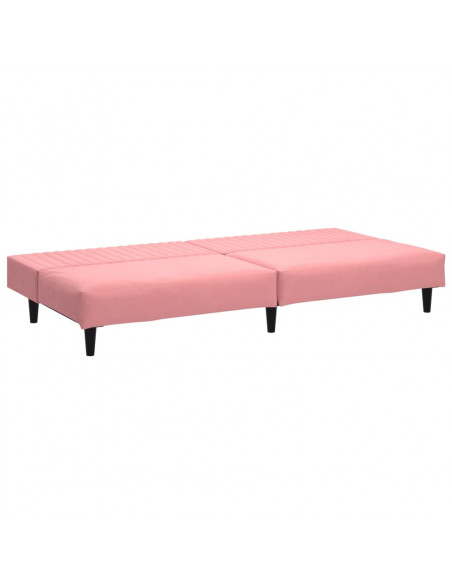 Divano Letto a 2 Posti Rosa in Velluto
