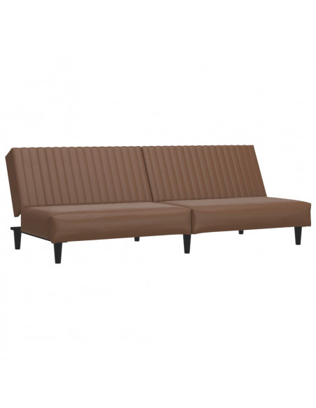 Divano Letto a 2 Posti Marrone in Similpelle