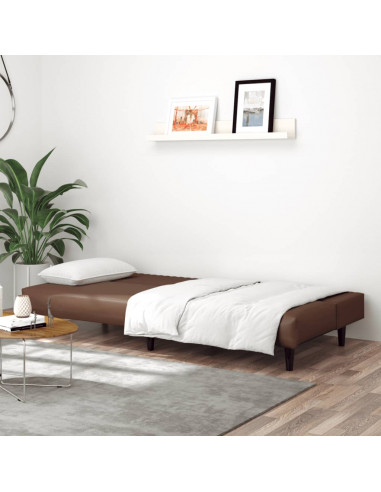 Divano Letto a 2 Posti Marrone in Similpelle