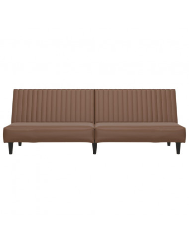 Divano Letto a 2 Posti Marrone in Similpelle