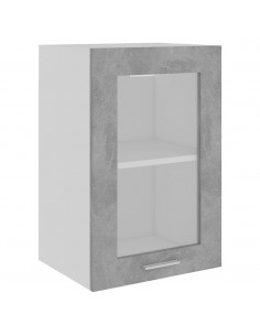 Mobile Pensile con Vetro Grigio Cemento 40x31x60 cm Multistrato
