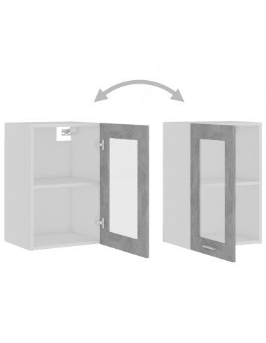 Mobile Pensile con Vetro Grigio Cemento 40x31x60 cm Multistrato