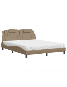 Letto con Materasso Cappuccino 160x200cm Similpelle