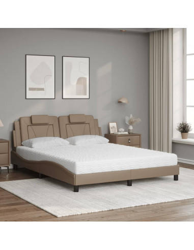 Letto con Materasso Cappuccino 160x200cm Similpelle