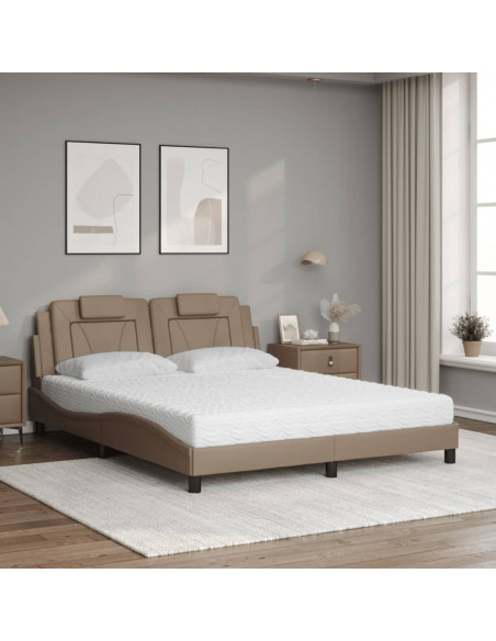 Letto con Materasso Cappuccino 160x200cm Similpelle