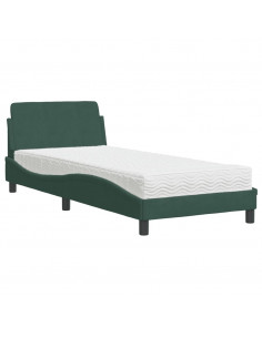 Letto con Materasso Verde Scuro 90x200 cm in Velluto