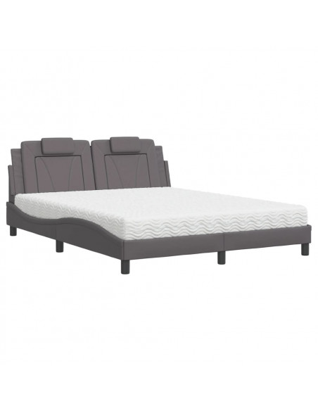 Letto con Materasso Grigio 160x200 cm in Similpelle