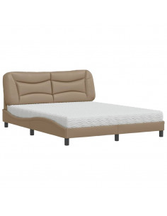 Letto con Materasso Cappuccino 160x200cm Similpelle