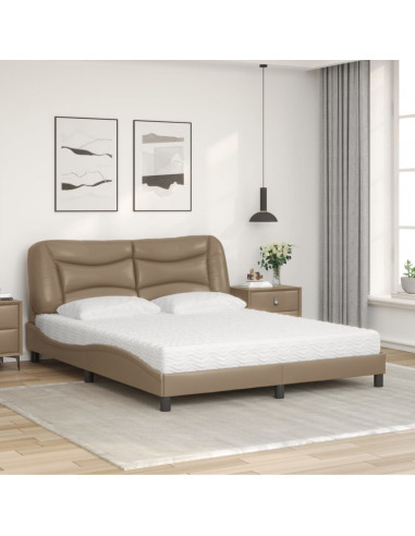 Letto con Materasso Cappuccino 160x200cm Similpelle