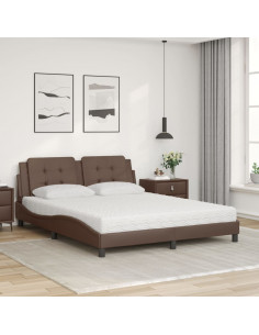 Letto con Materasso Marrone 160x200cm in Similpelle 2
