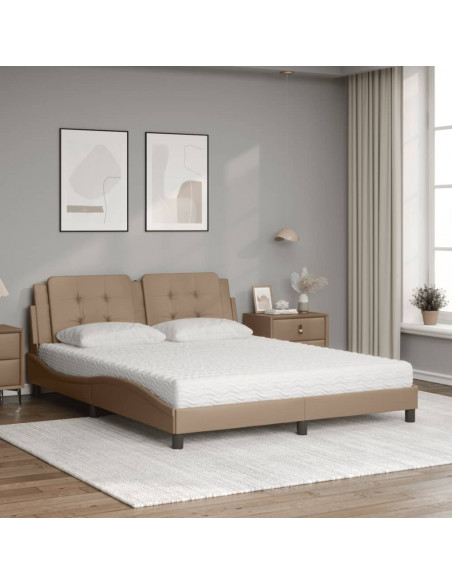 Letto con Materasso Cappuccino 160x200cm Similpelle