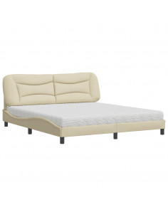 Letto con Materasso Crema 180x200 cm in Tessuto