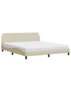 Letto con Materasso Crema 180x200 cm in Tessuto