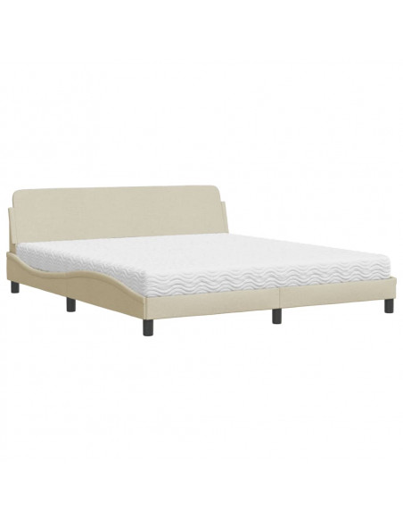 Letto con Materasso Crema 180x200 cm in Tessuto