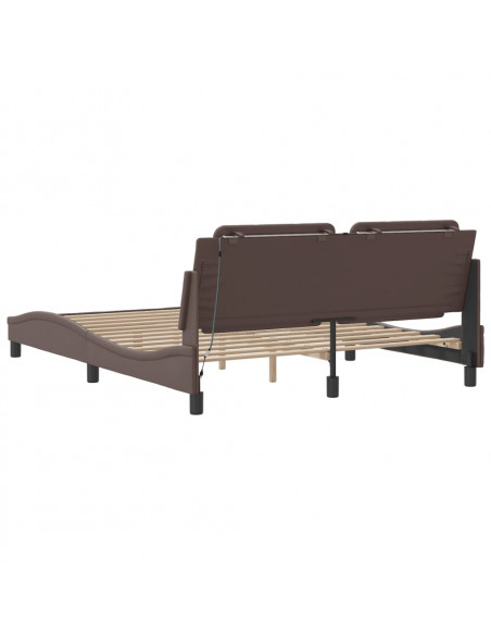 Giroletto con Luci LED Marrone 160x200 cm in Similpelle
