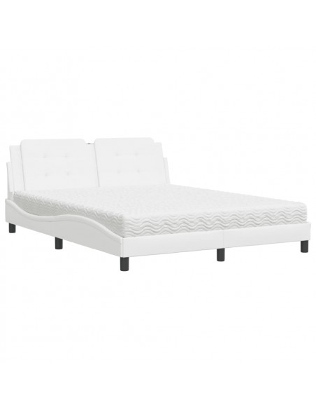 Letto con Materasso Bianco 160x200 cm in Similpelle