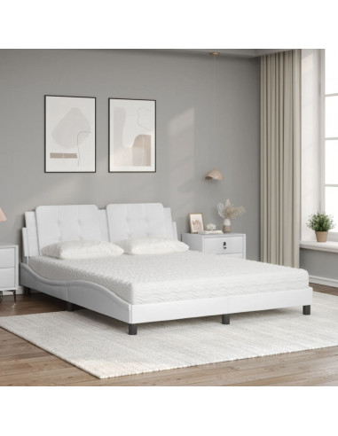 Letto con Materasso Bianco 160x200 cm in Similpelle