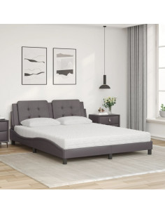 Letto con Materasso Grigio 160x200 cm in Similpelle 2