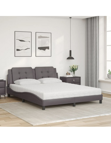 Letto con Materasso Grigio 160x200 cm in Similpelle