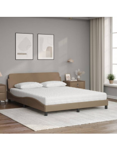 Letto con Materasso Cappuccino 160x200cm Similpelle 2