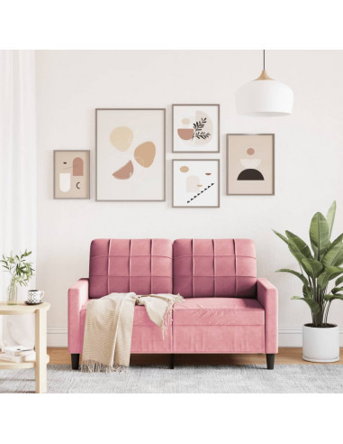Divano a 2 Posti Rosa 120 cm in Velluto