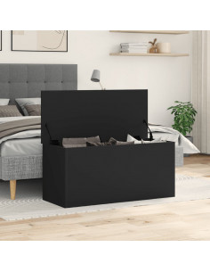 Contenitore Portaoggetti Nero 100x42x46 cm Legno Multistrato 2