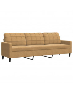 Divano a 3 Posti Marrone 210 cm in Velluto