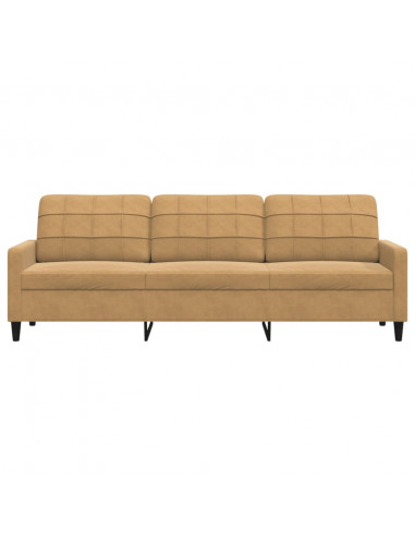 Divano a 3 Posti Marrone 210 cm in Velluto