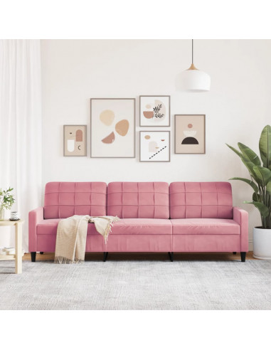 Divano a 3 Posti rosa 210 cm in Velluto