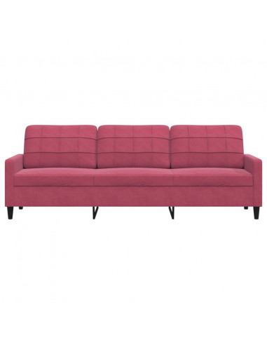 Divano a 3 Posti Rosso Vino 210 cm in Velluto