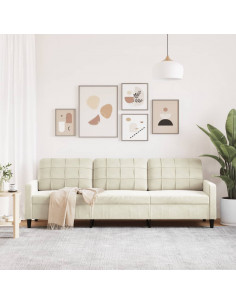 Divano a 3 Posti Crema 210 cm in Velluto 2