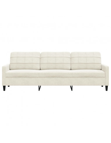 Divano a 3 Posti Crema 210 cm in Velluto