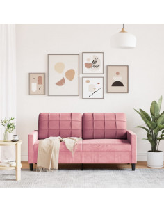 Divano a 2 Posti Rosa 140 cm in Velluto 2